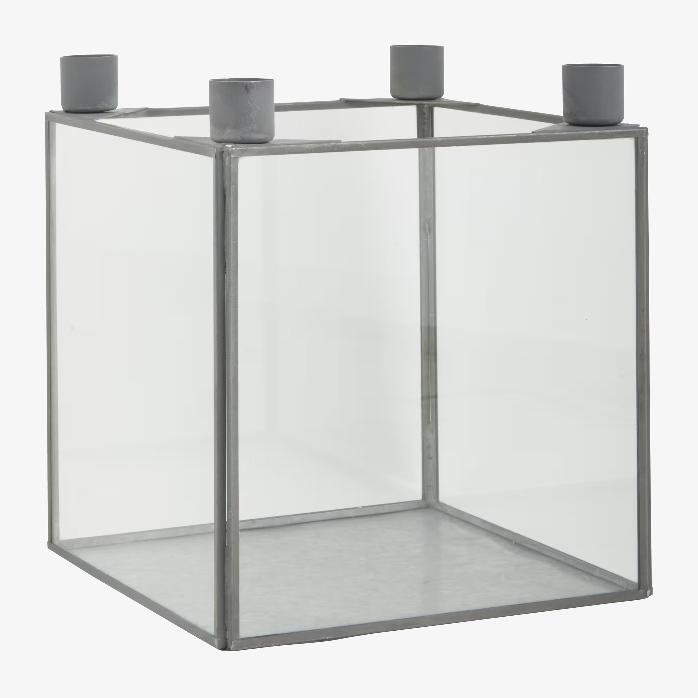 Bild av modern fyrkantig ljuslykta i glas och metall