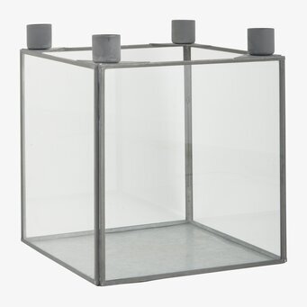 Bild av modern fyrkantig ljuslykta i glas och metall