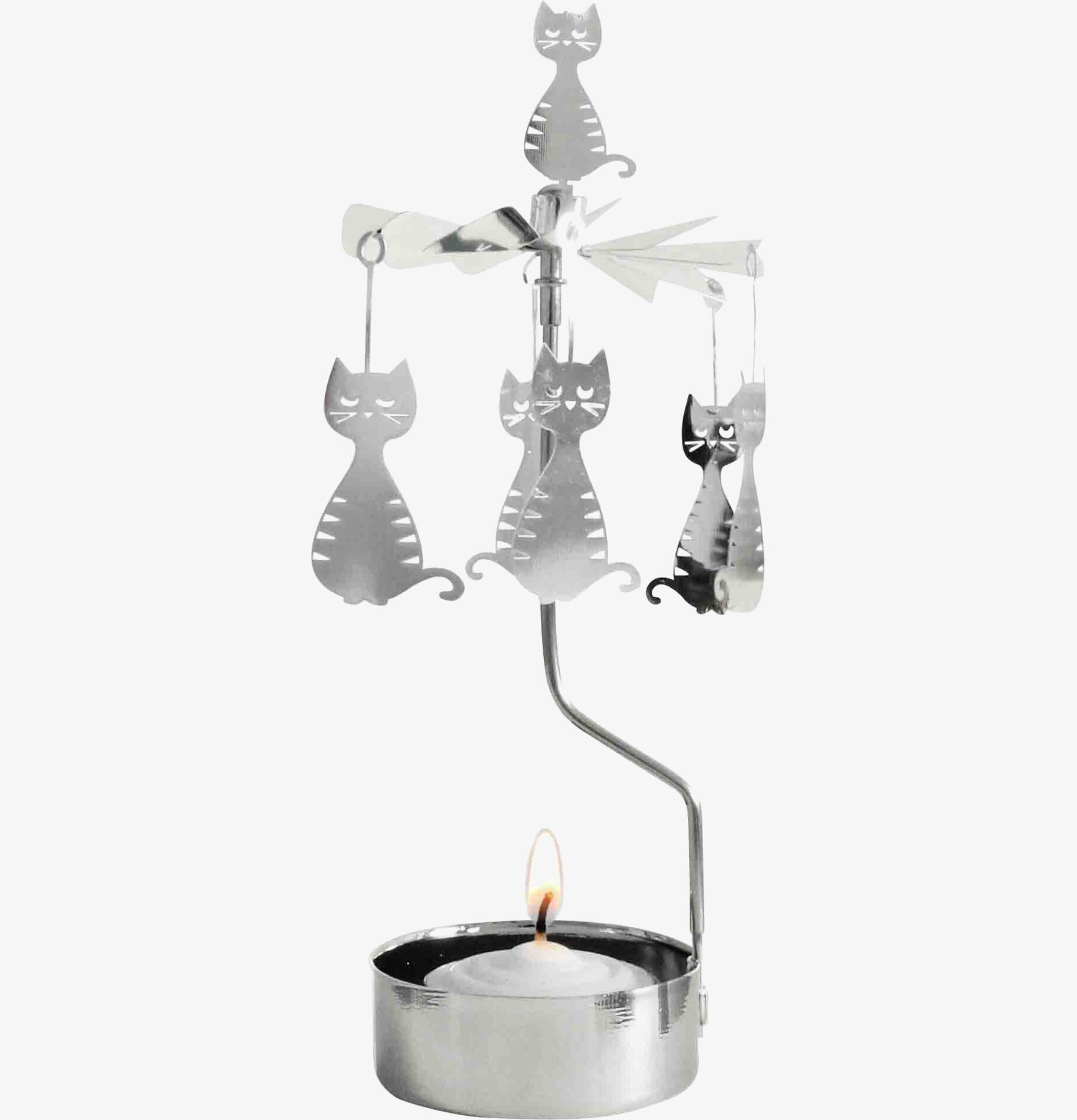 Bild av en charmig ljuslykta med kattformade dekorationer