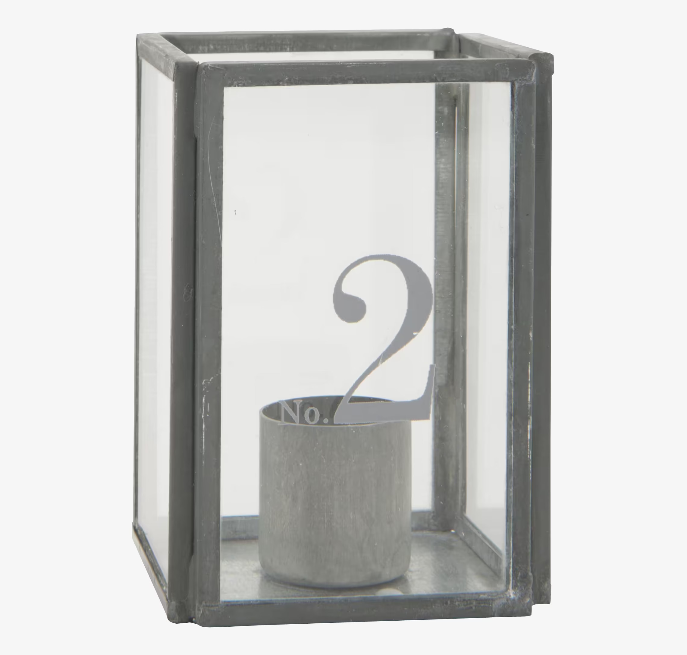 Adventsljusstake Zink från IB Laursen med kubform och glas