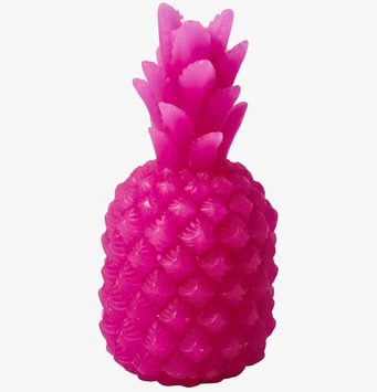 Bild av ceriserosa ljuslykta i form av en ananas