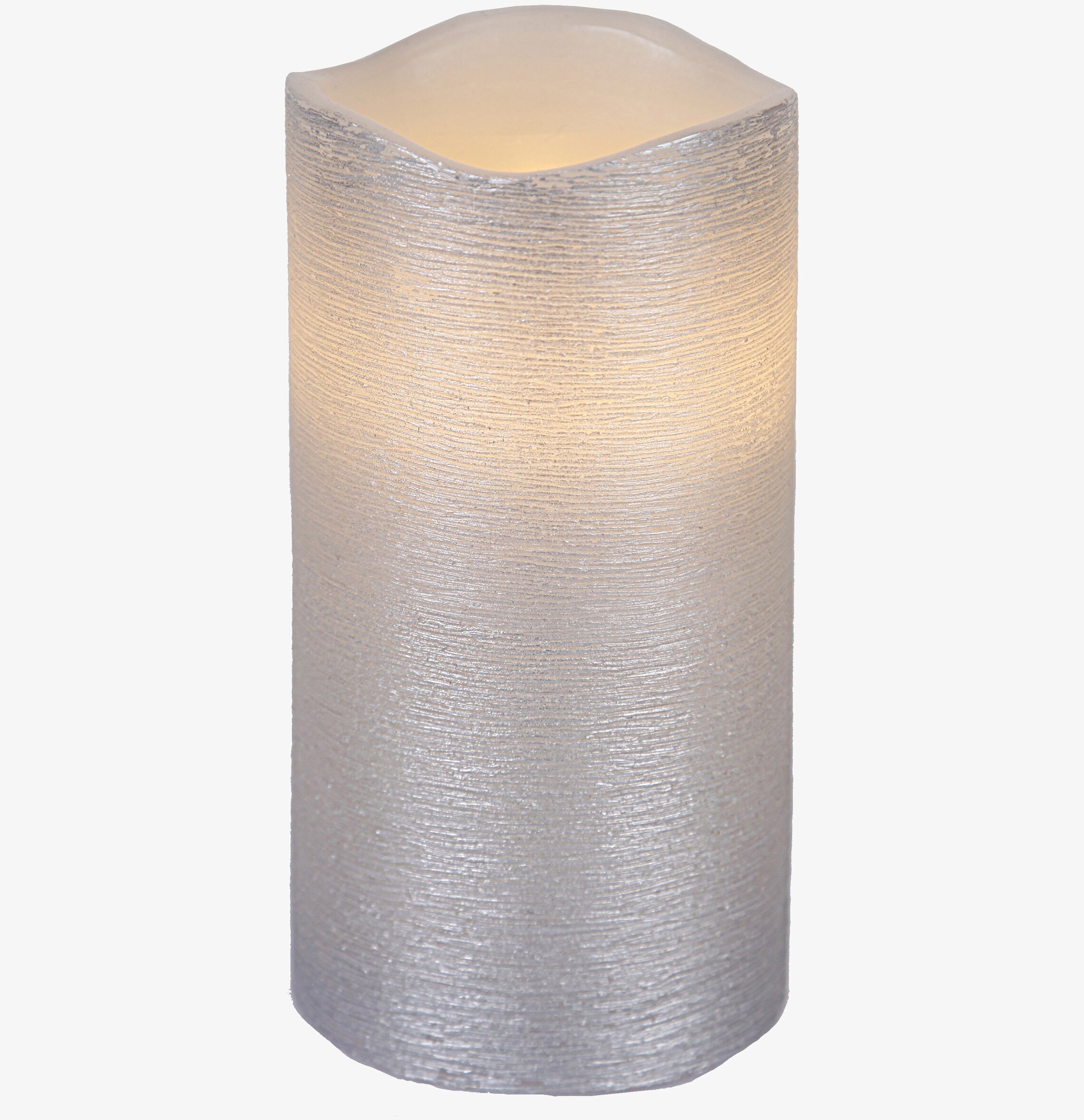 Bild av dekorativt vaxljus i silverton med struktur